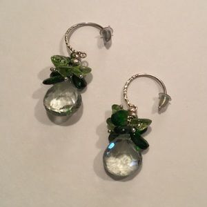 Silver Peridot Quartz Tourmaline Earrings